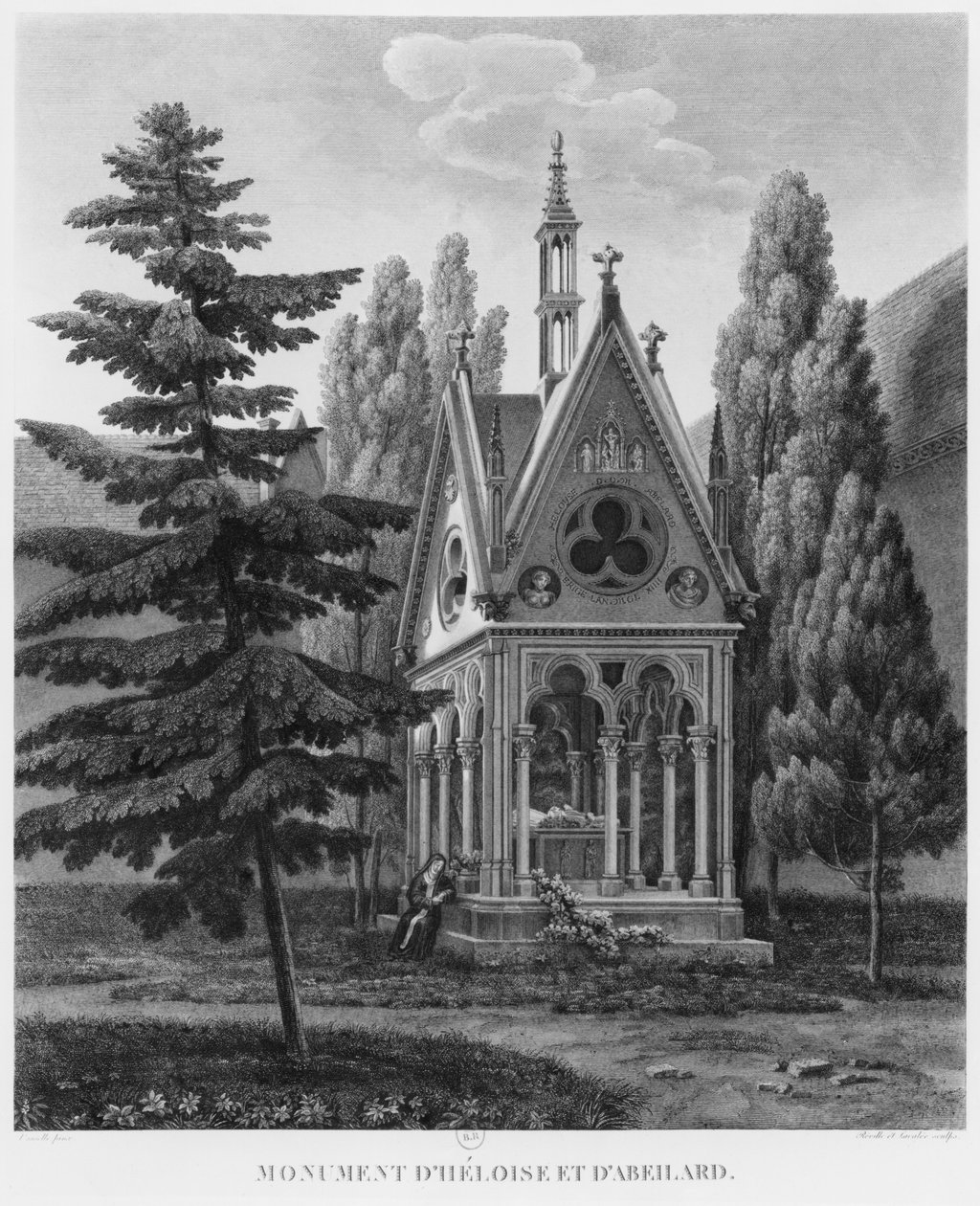 Heloises og Abelards grav, Musee des Monuments Francais, illustration fra 