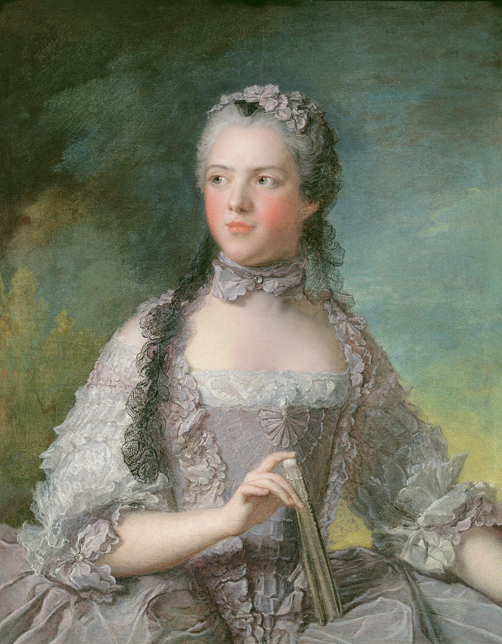 Portræt af Adelaide de France (1732-1800) med en vifte, 1749 af Jean Marc Nattier