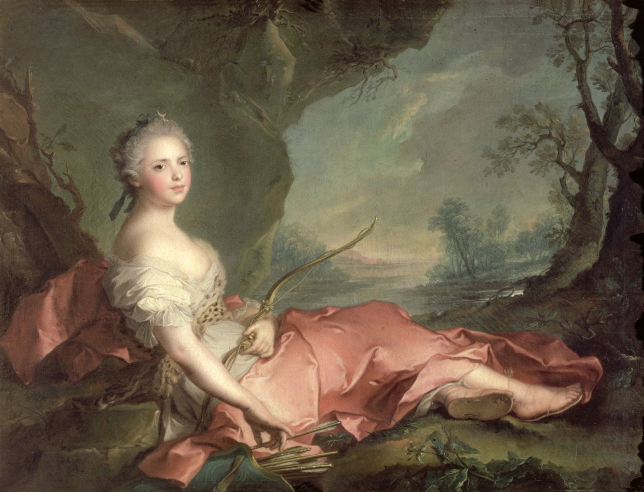 Portræt af Maria Adelaide af Frankrig, datter af Ludvig XV klædt ud som Diana, 1745 af Jean Marc Nattier