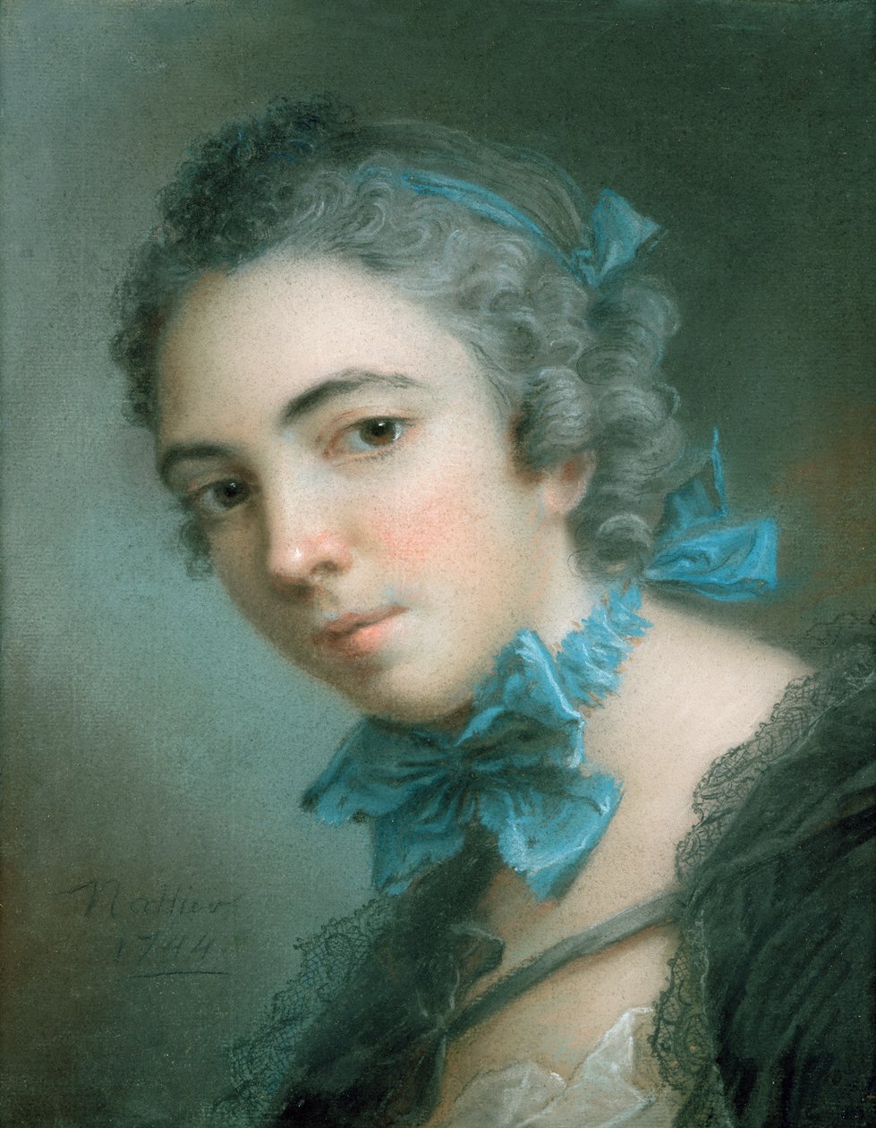 Ung pige, 1744 (pastel på papir) af Jean Marc Nattier
