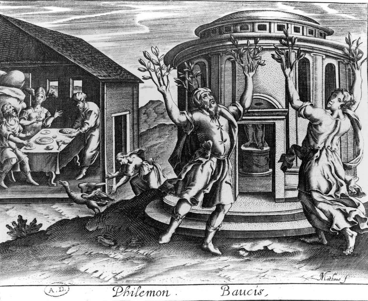 Filemon og Baucis, fra en udgave af Ovids Metamorfoser, udgivet i Paris i 1619, af Jean Matheus