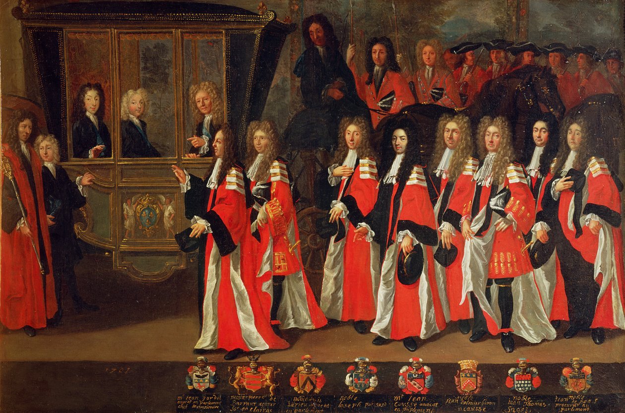 Capitouls of Toulouse byder hertugerne af Bourgogne og Berry velkommen i 1701 af Jean Michel
