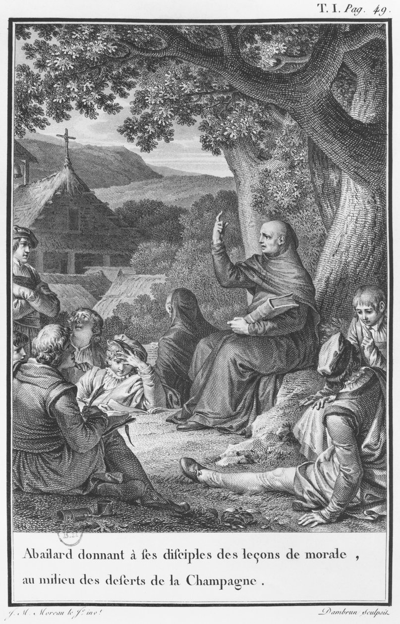 Abelard holder foredrag blandt disciple i den øde Champagne, illustration fra 