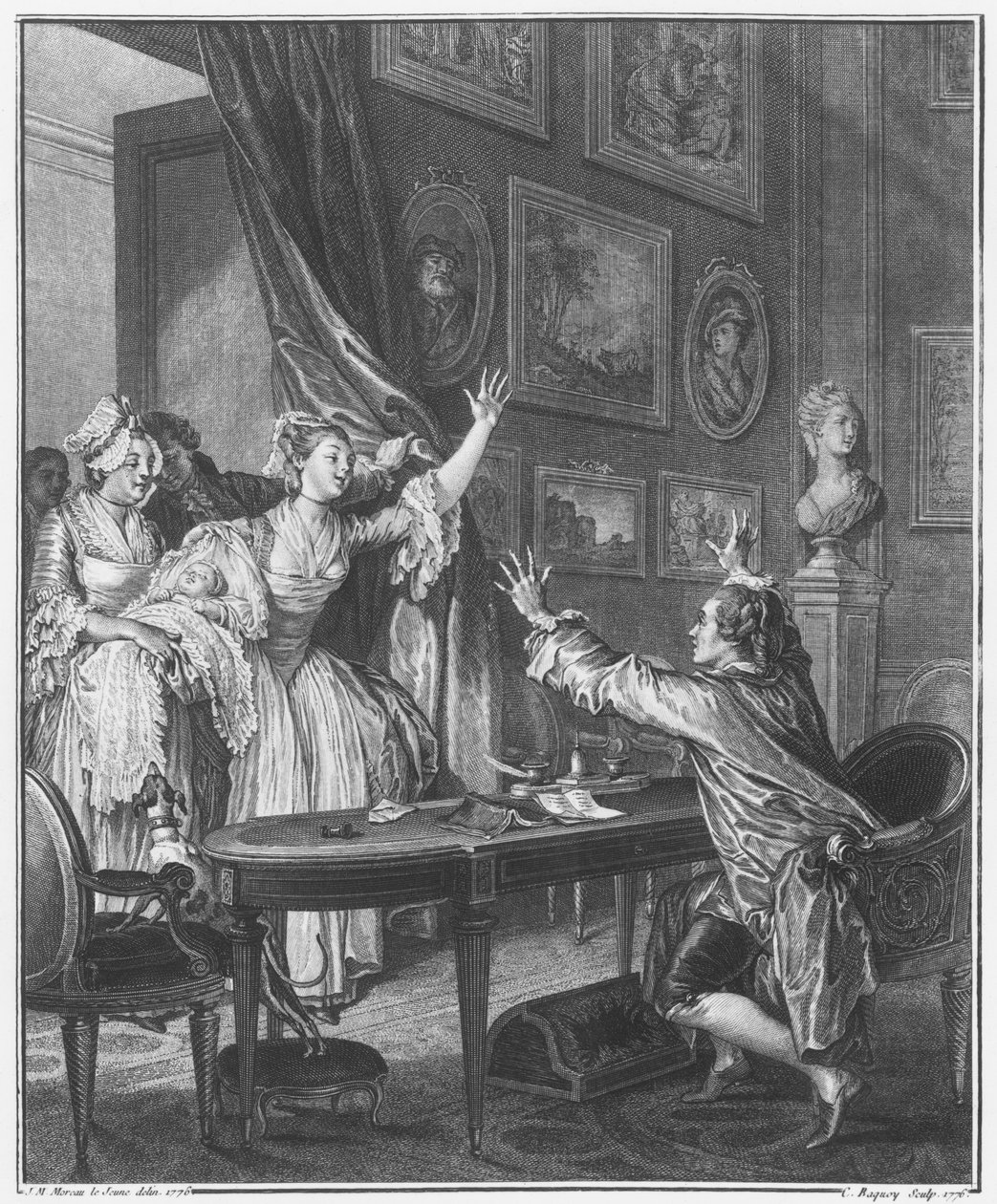 Det er en dreng, graveret af Pierre Charles Baquoy (1759-1829) 1776 af Jean Michel the Younger Moreau