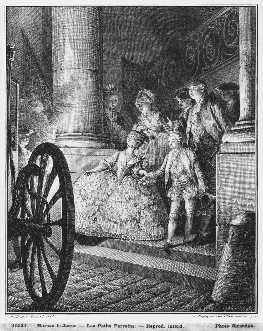 The Little Godfathers, 1776, indgraveret i 1777 af Pierre Charles Baquoy (1759-1829) og Charles Emmanuel Patas (1744-1802) af Jean Michel the Younger Moreau