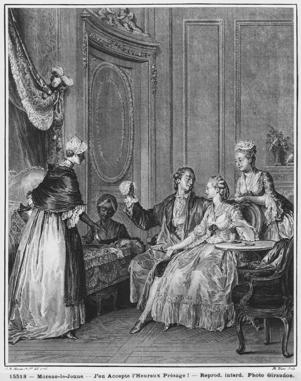 Det gode varsel, graveret af Philippe Triere (1759-1815) 1776 af Jean Michel the Younger Moreau