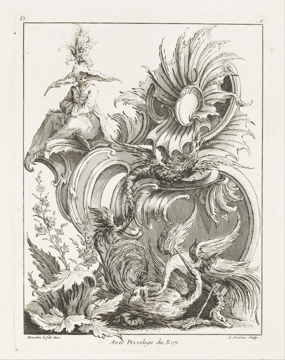 Rocaille-design med kinesisk figur af Jean Mondon