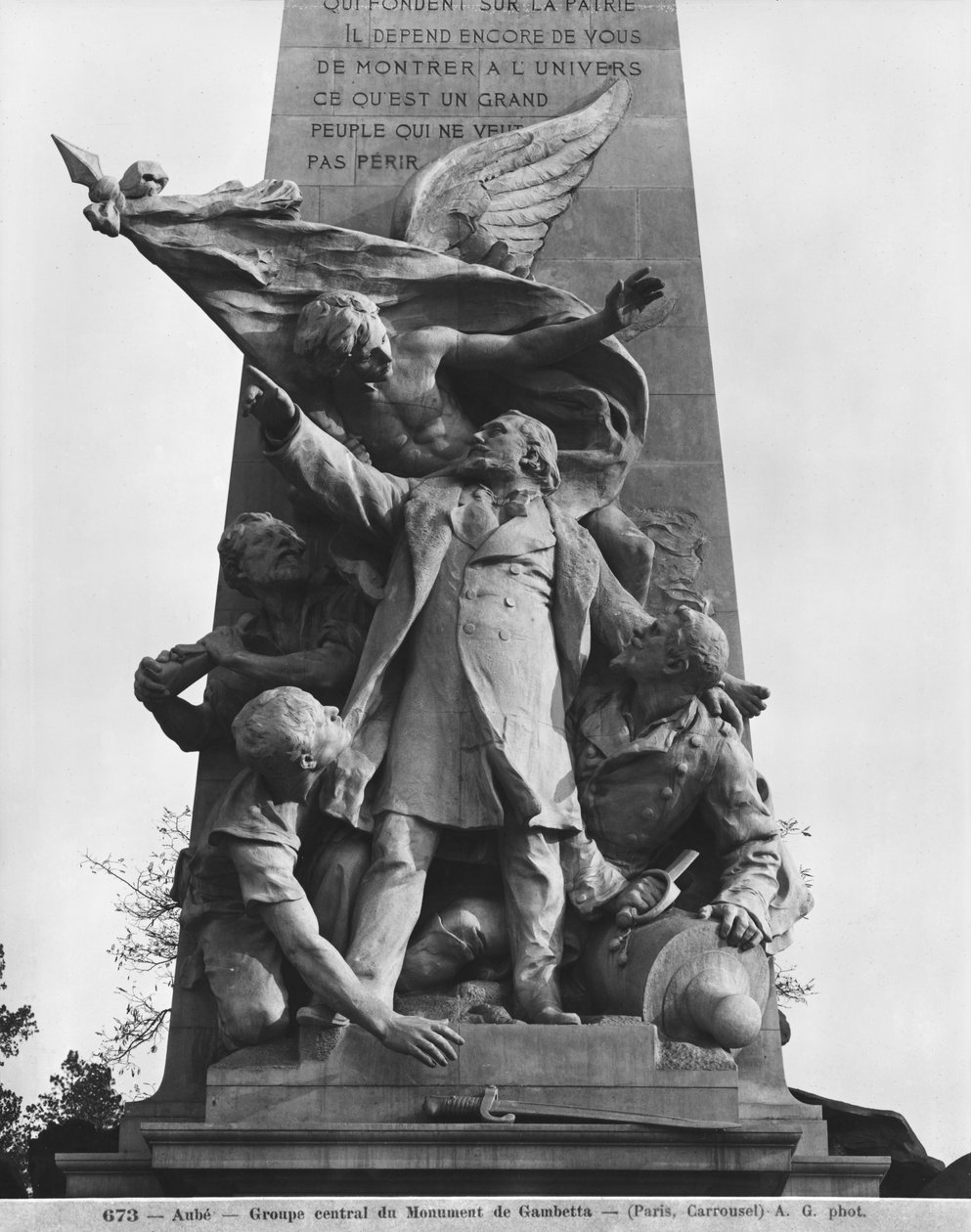 Monument til Leon Gambetta, central gruppe, cour Napoleon, Louvre, 1888 (detaljer) (se også 346101, 346103, 346104, 346503) af Jean Paul Aube