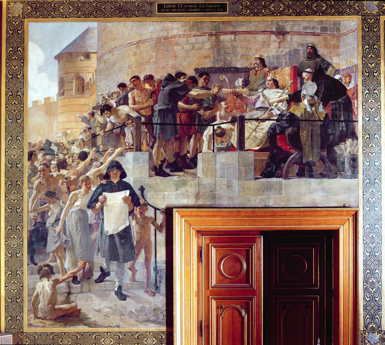 Louis Le Gros (1080-1137) (kong Louis VI) giver de første parisere deres første charter af Jean Paul Laurens