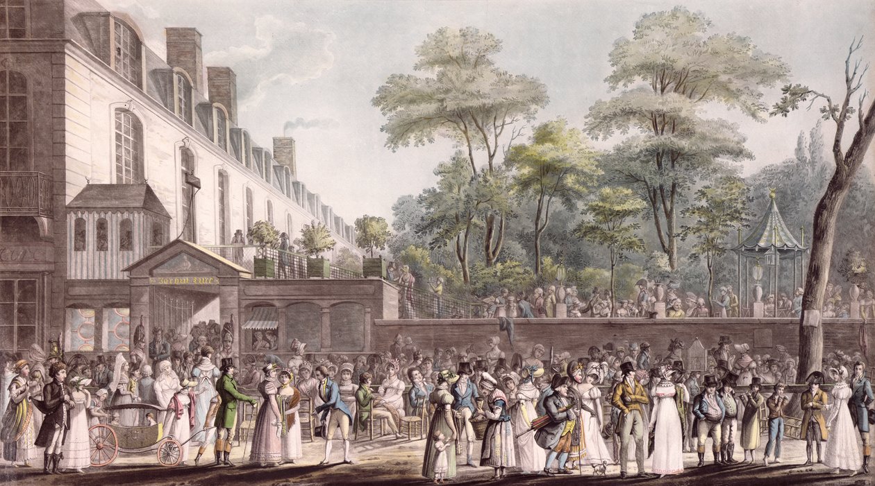 Promenade i den tyrkiske have, Boulevard du Temple, 1810 af Jean Pierre Marie Jazet