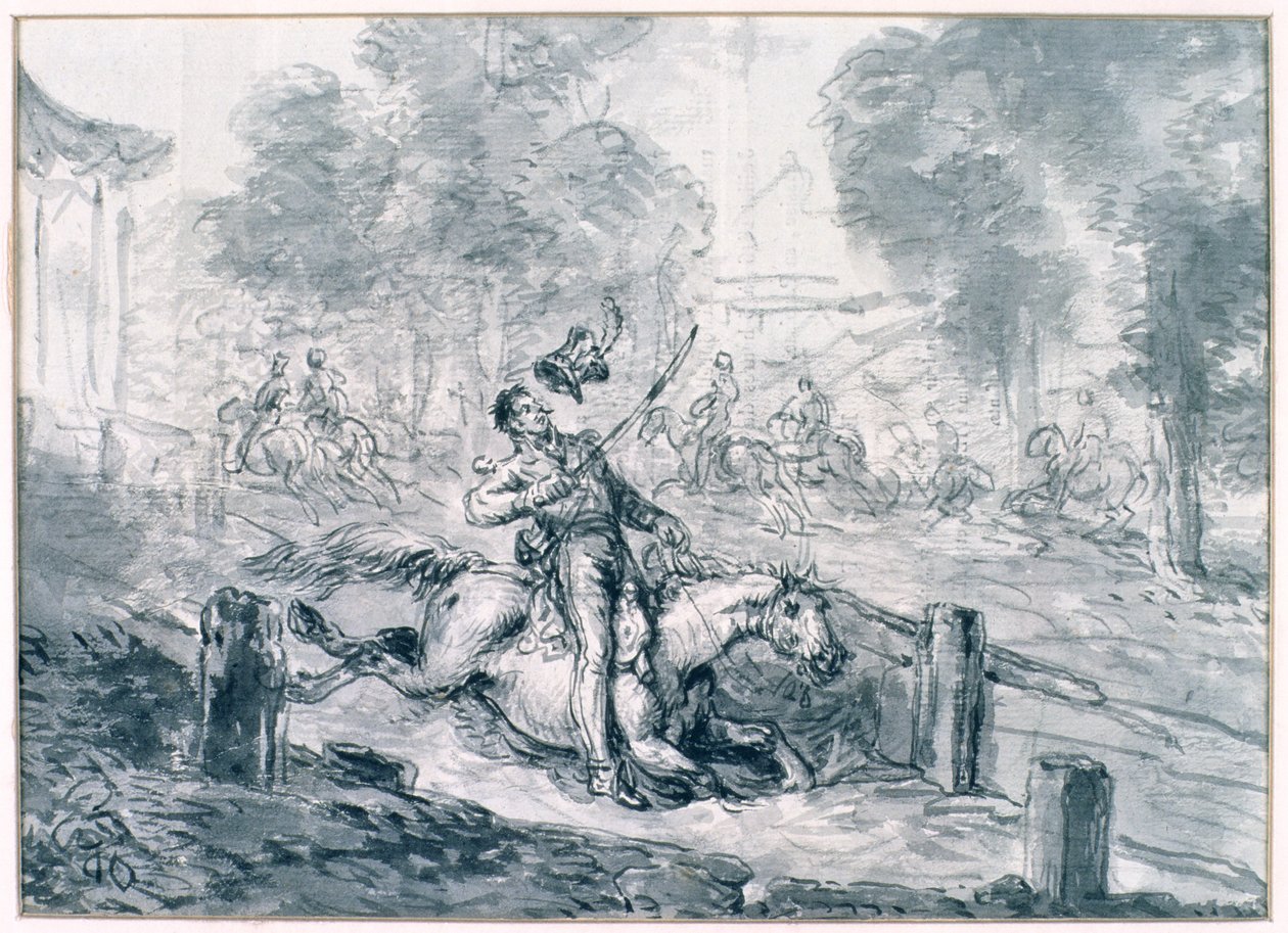 Prins Joseph Poniatowskis (1763-1813) død 1816 (blyant og blæk på papir) af Jean Pierre Norblin de La Gourdaine