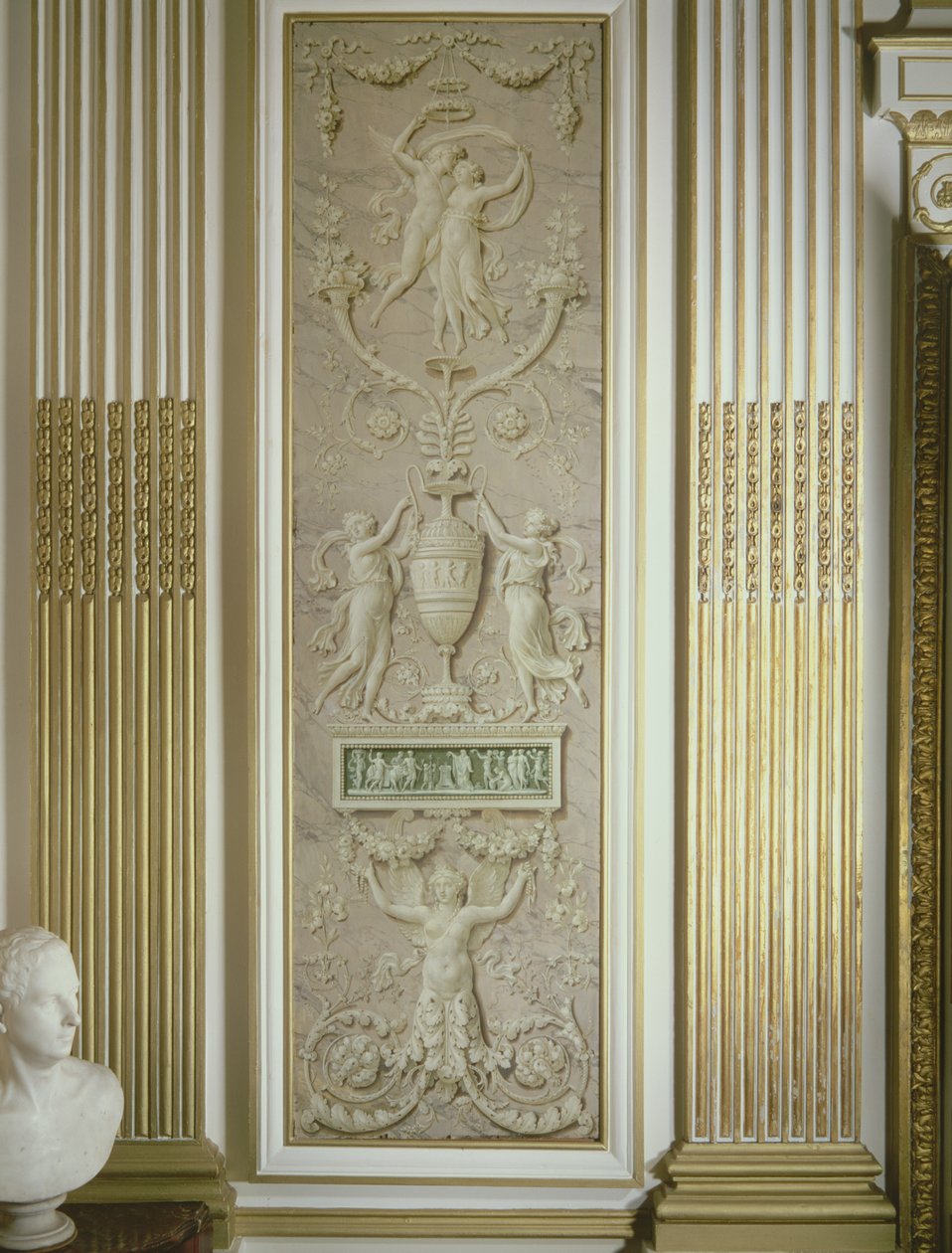 Panel af trompe loeil ornament af Jean Simeon Rousseau