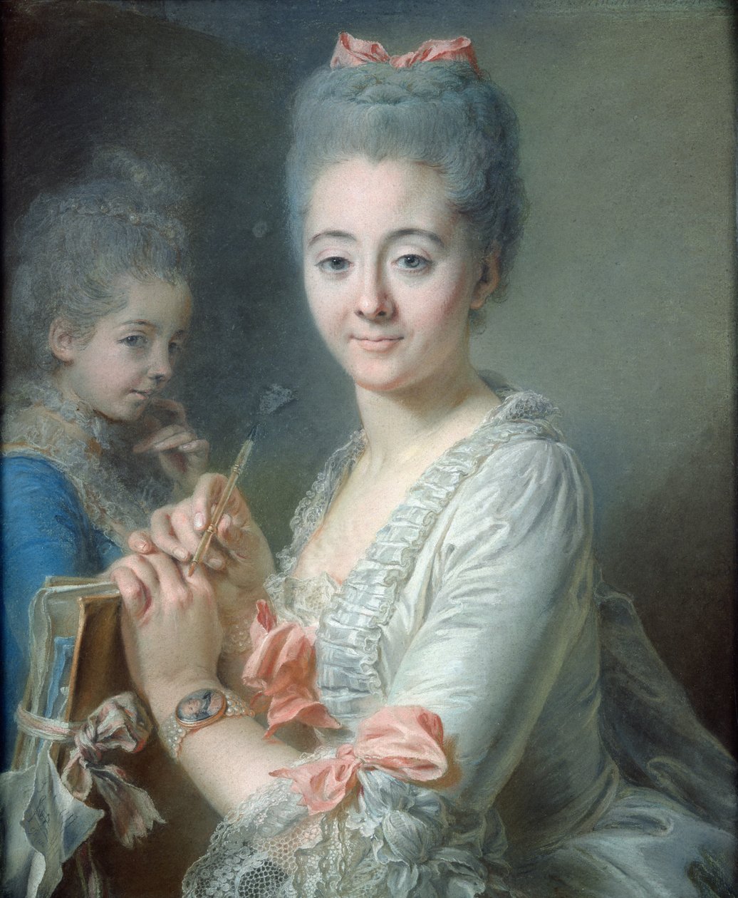 Madame Theodore Lacroix tegner et portræt af sin datter, Suzanne Felicite (pastel på papir) af Jean Valade