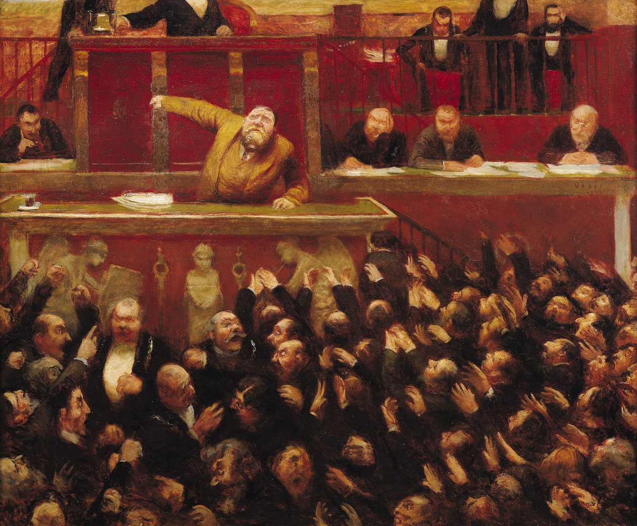 Jean Jaures (1859-1914) i en tale på deputeretkammerets tribune, 1903 af Jean Veber