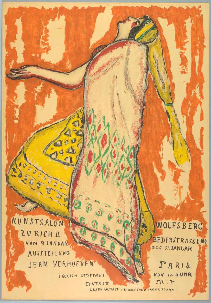 Plakat, udstilling Jean Verhoeven, Kunstsalon Wolfburg, ca.1915 af Jean Verhoeven
