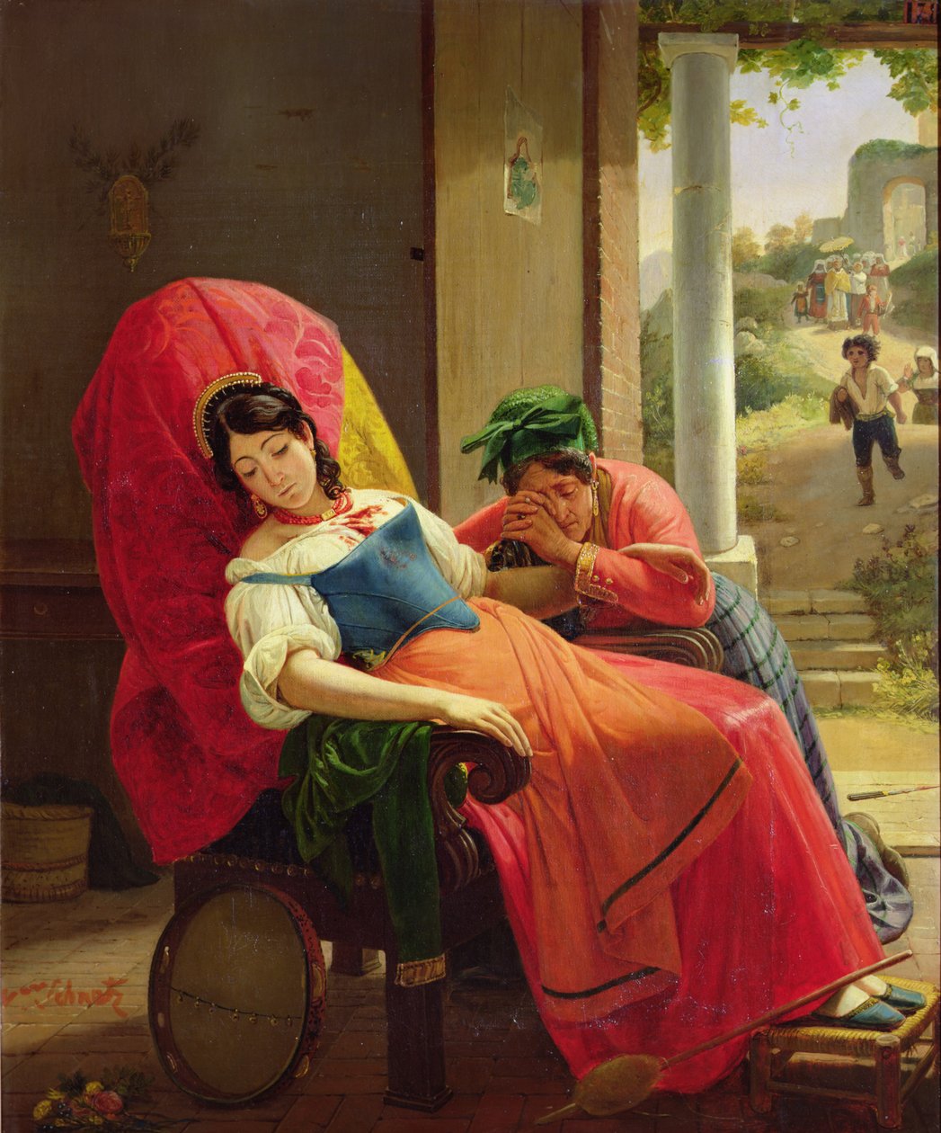 Den myrdede kvinde, ca. 1824 af Jean Victor Schnetz
