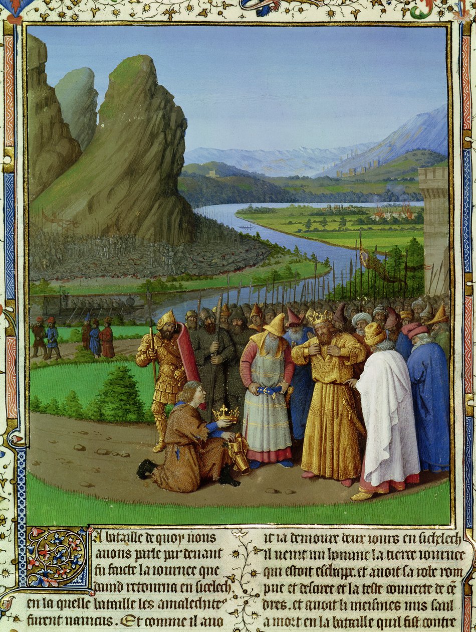 Fr. 247 fol.135 David lærer om Sauls død, illustration fra 