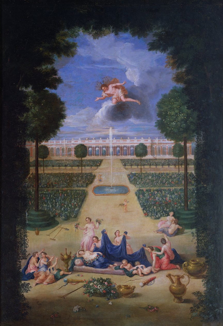 Lundene i Versailles. Udsigt over Trianons parterre med Flora og Zephyr af Jean the Younger Cotelle