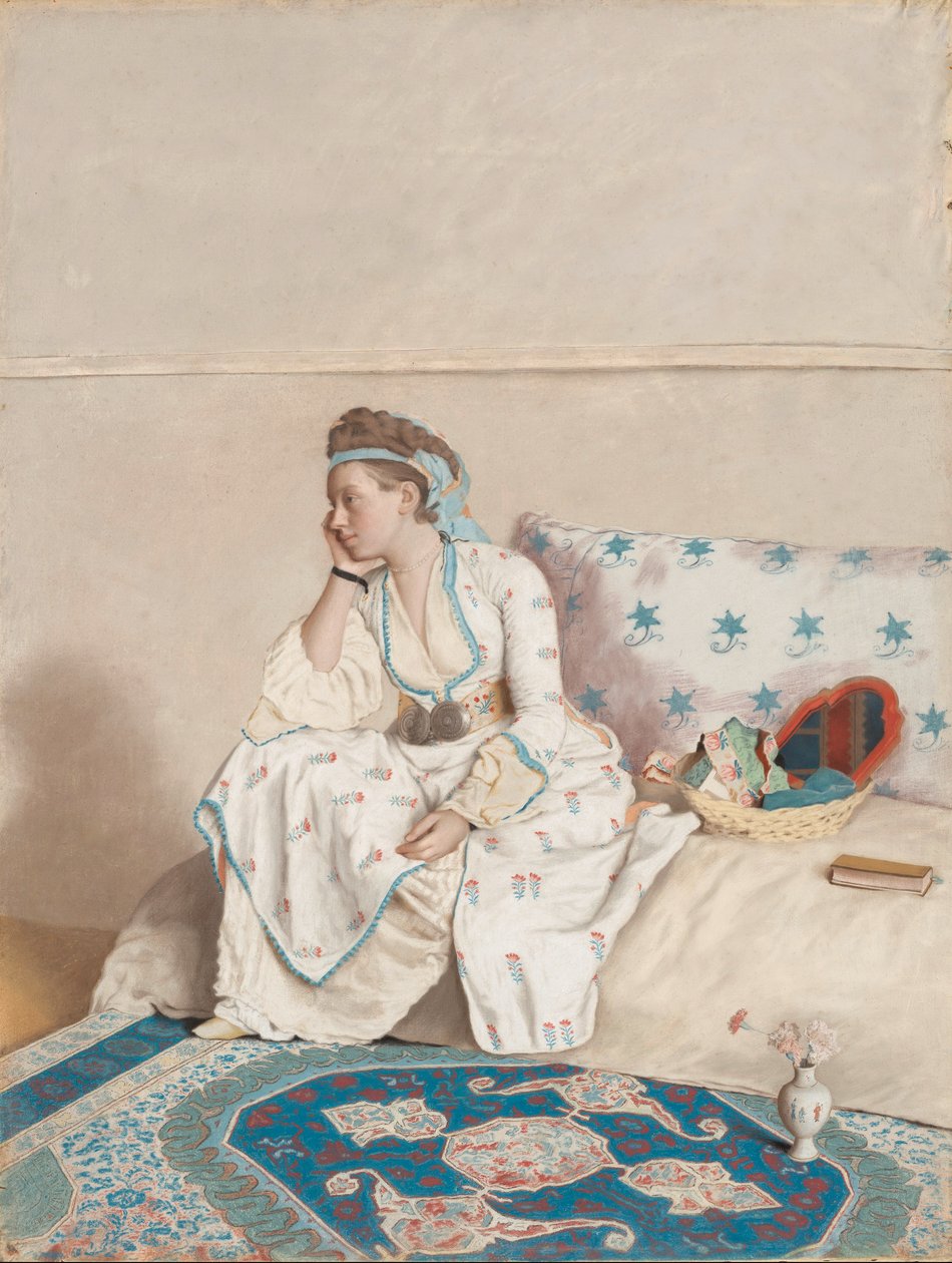 Portræt af Marie Fargues, kunstnerens kone, i tyrkisk kostume af Jean Étienne Liotard