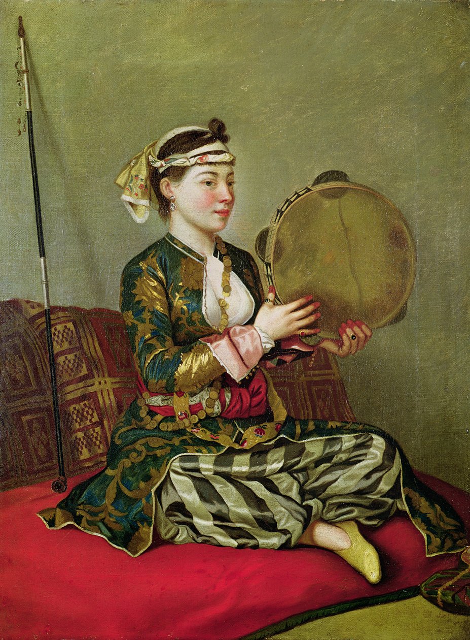 Tyrkisk kvinde med tamburin af Jean Étienne Liotard