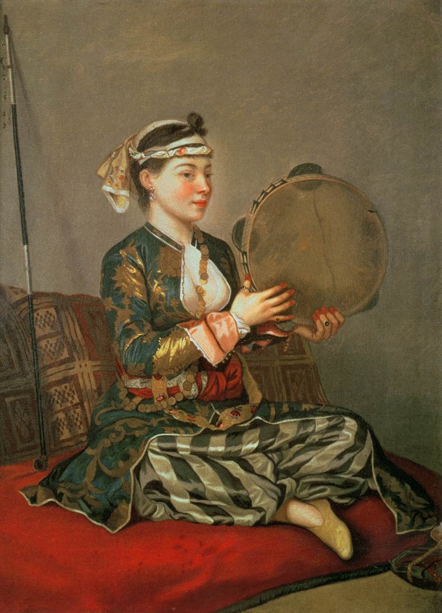 Tyrkisk kvinde med en tamburin af Jean Étienne Liotard
