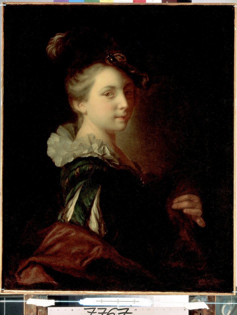 ""ung skuespillerinde i teaterkostume"" (Ung kvinde i teaterdragt) Maleri af Alexis Grimou (1678-1733) omkring 1730 Dim. 74x59 cm Sankt Petersborg Eremitagemuseum af Jean Alexis Grimou