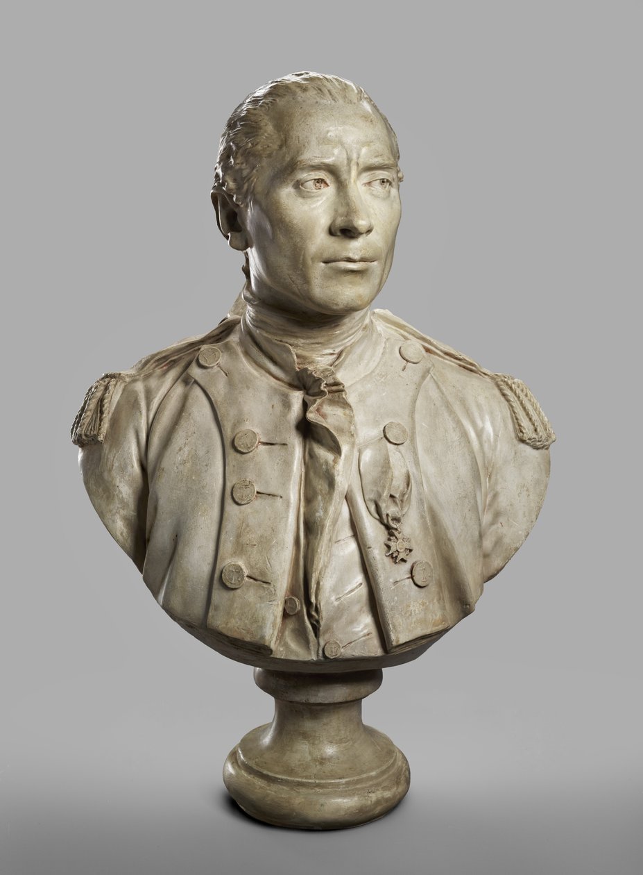 Portrætbuste af John Paul Jones, modelleret 1780, støbt 1787-89 (gips med terracotta maling) af Jean Antoine Houdon
