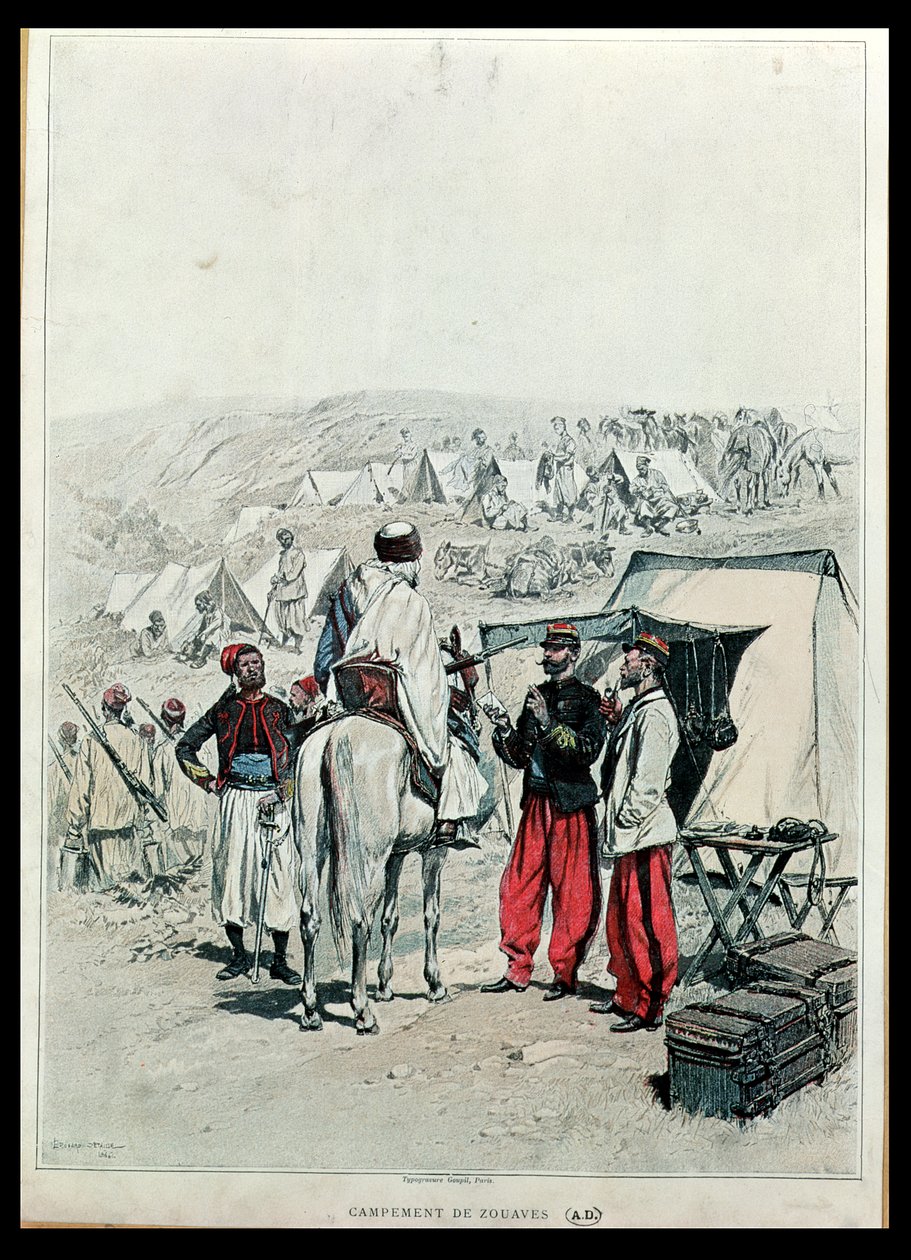 En Zouave-lejr, 1886 af Jean Baptiste Edouard Detaille