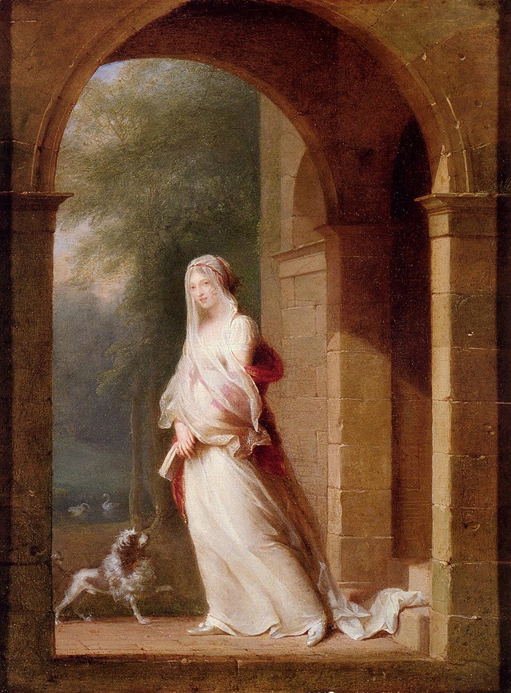 Sous une archenEnglish: A Young Woman Standing In An Archwayn af Jean Baptiste Mallet
