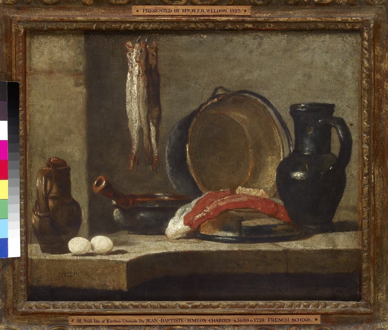 Stilleben med køkkenredskaber, 18. århundrede af Jean Baptiste Simeon Chardin