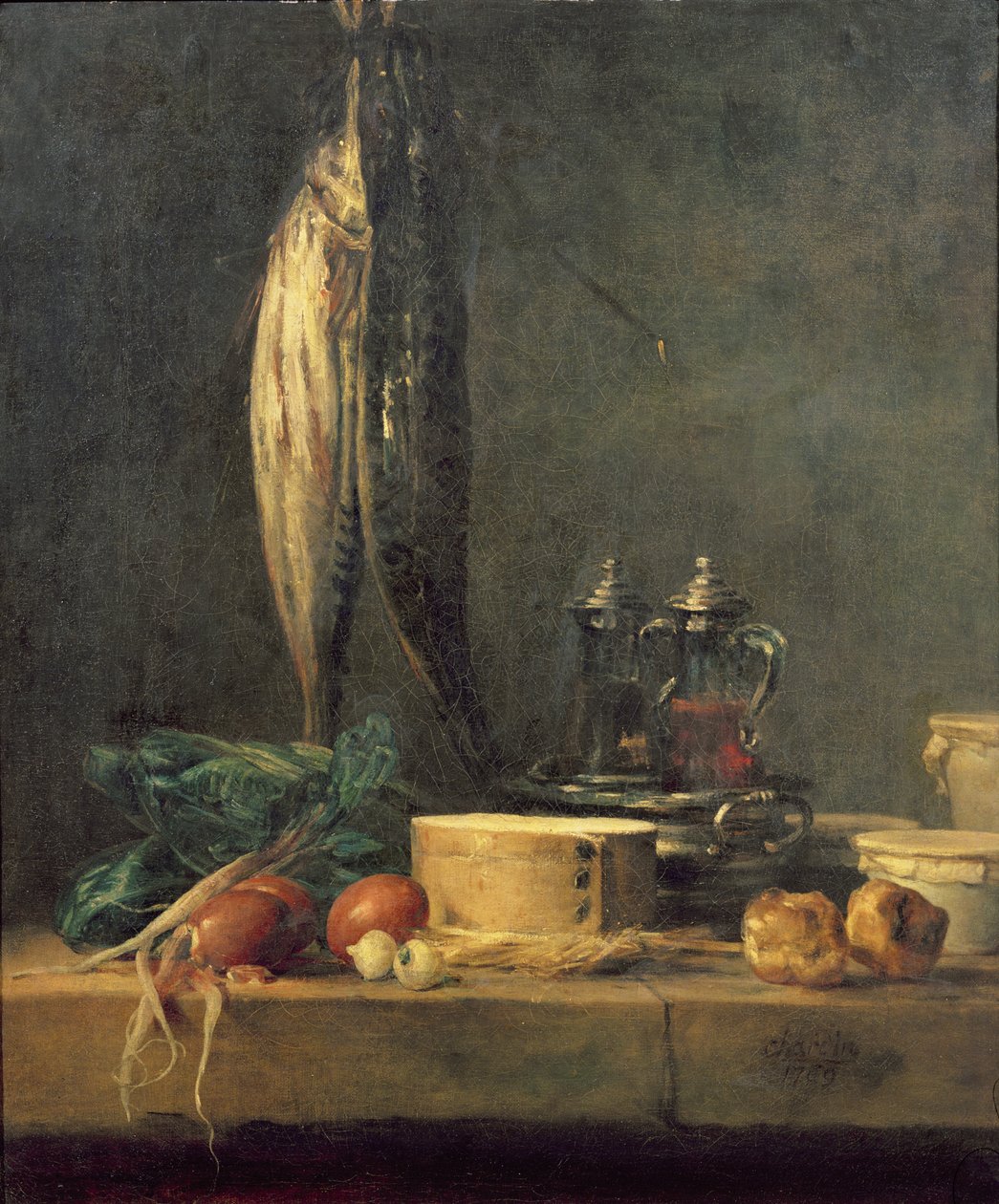 Stilleben med fisk af Jean Baptiste Simeon Chardin