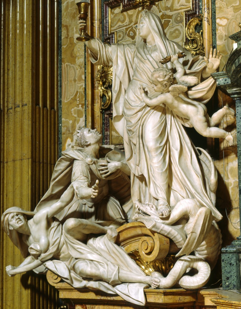 Faith besejrer afgudsdyrkelse (marmor) af Jean Baptiste Théodon