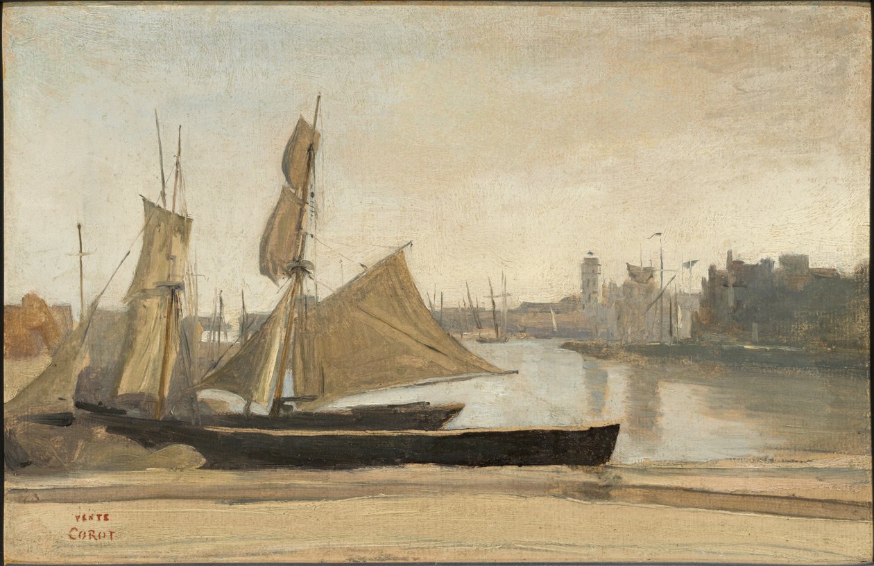 Dunkerque, fiskerbåde fortøjet ved kajen af Jean-Baptiste-Camille Corot