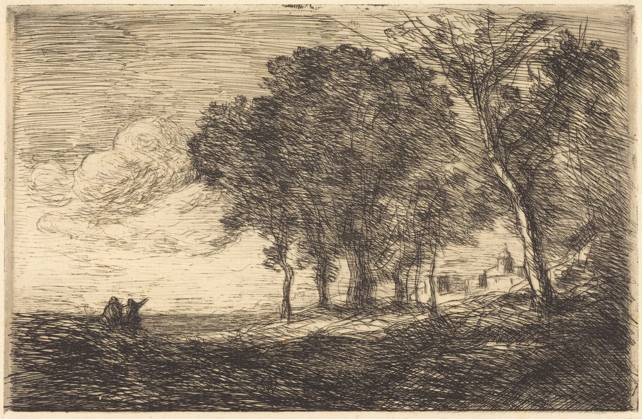 Italiensk landskab (Landskab i Italien) af Jean-Baptiste-Camille Corot