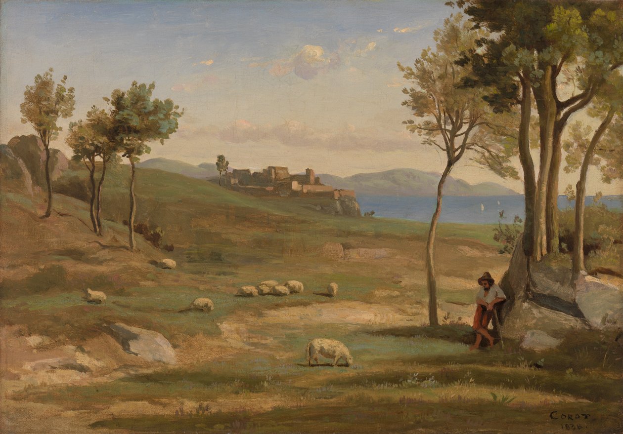 Italiensk landskab af Jean-Baptiste-Camille Corot