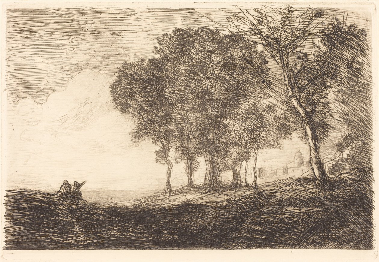 Italiensk landskab af Jean-Baptiste-Camille Corot