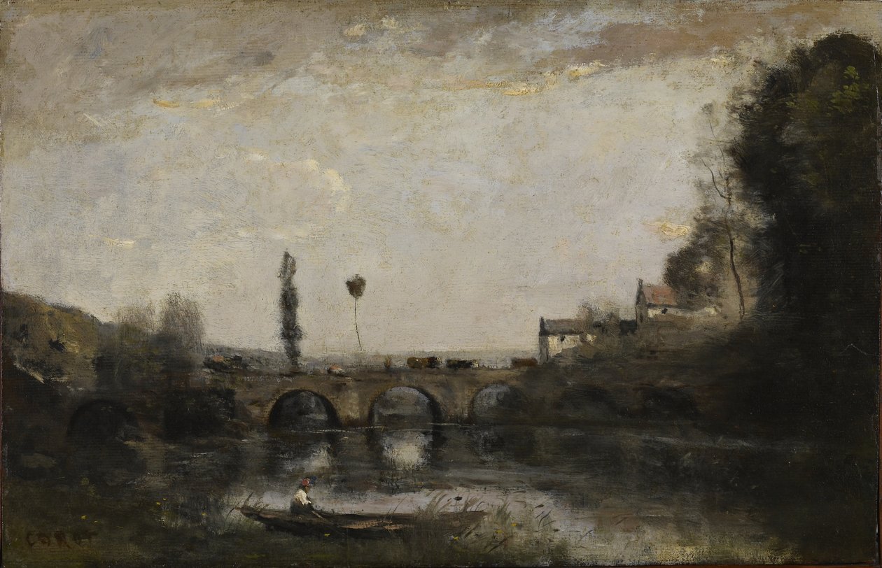 Landskab med bro af Jean-Baptiste-Camille Corot