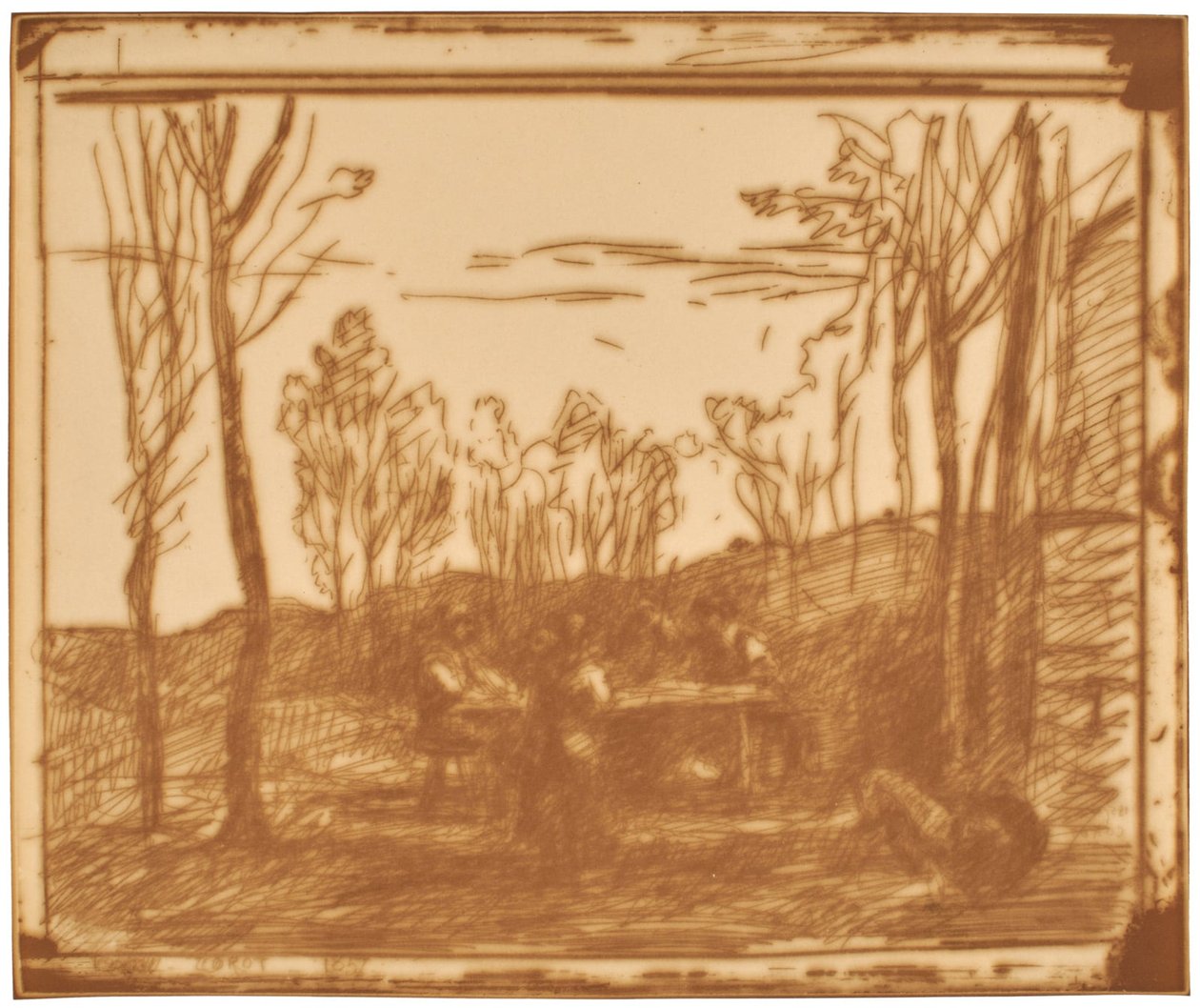 Mittagessen in der Lichtung af Jean-Baptiste-Camille Corot