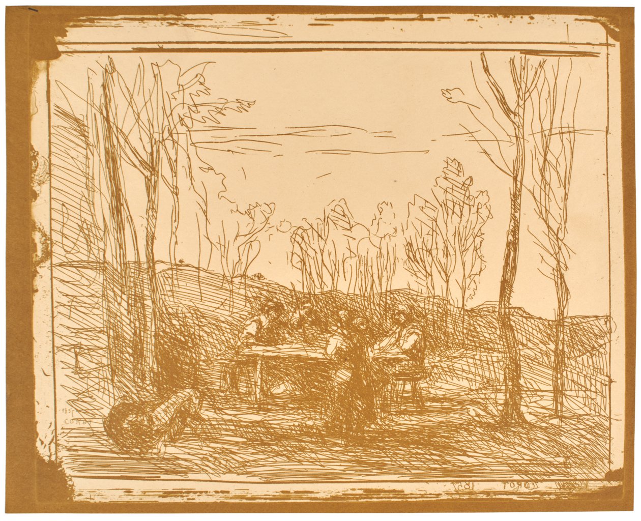 Mittagessen in der Lichtung af Jean-Baptiste-Camille Corot