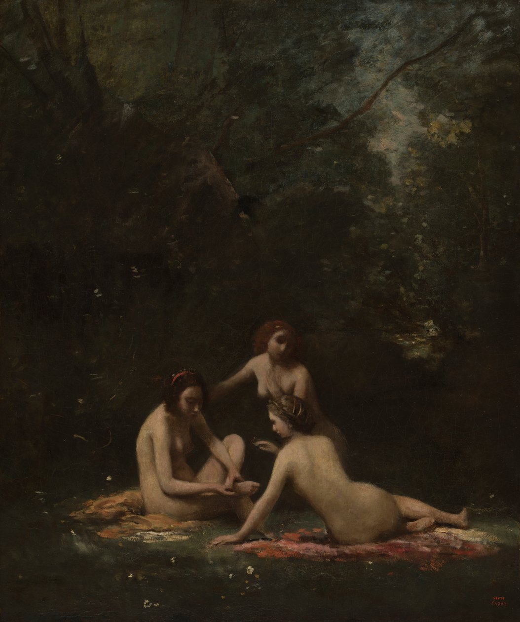 Nymfer forlader badet af Jean-Baptiste-Camille Corot