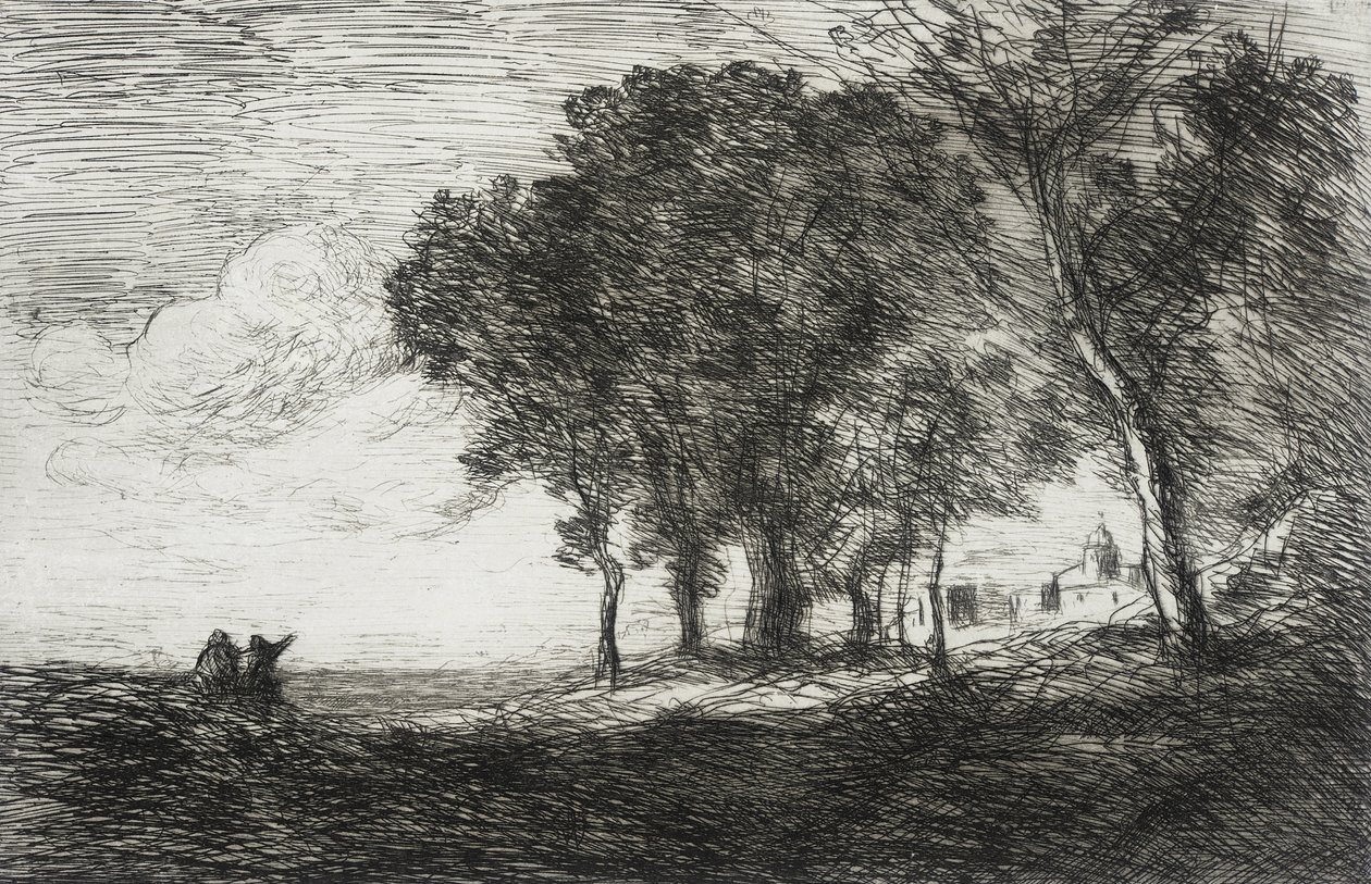 Italiensk landskab af Jean-Baptiste-Camille Corot