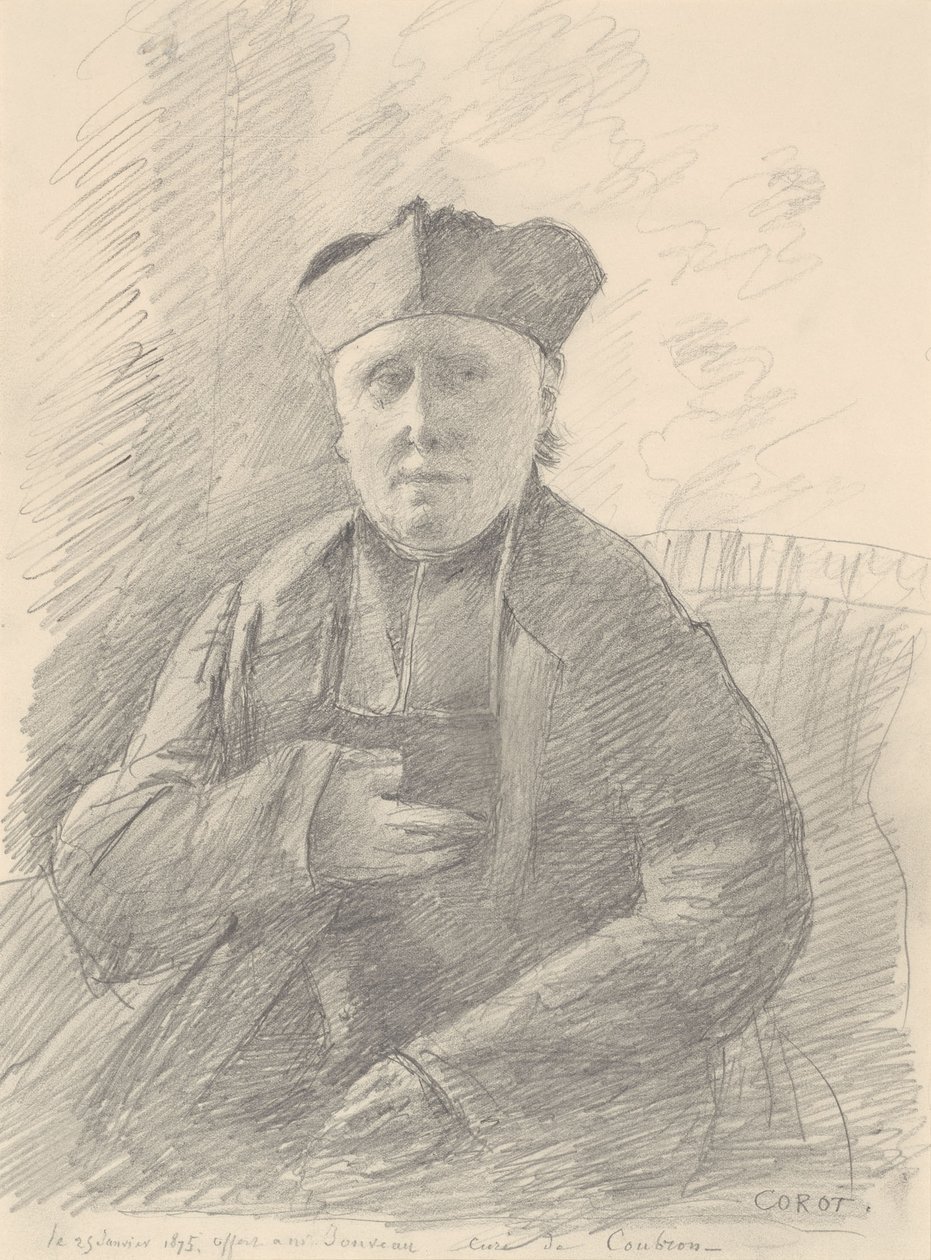 Portræt af Abbé Jouveau af Jean-Baptiste-Camille Corot