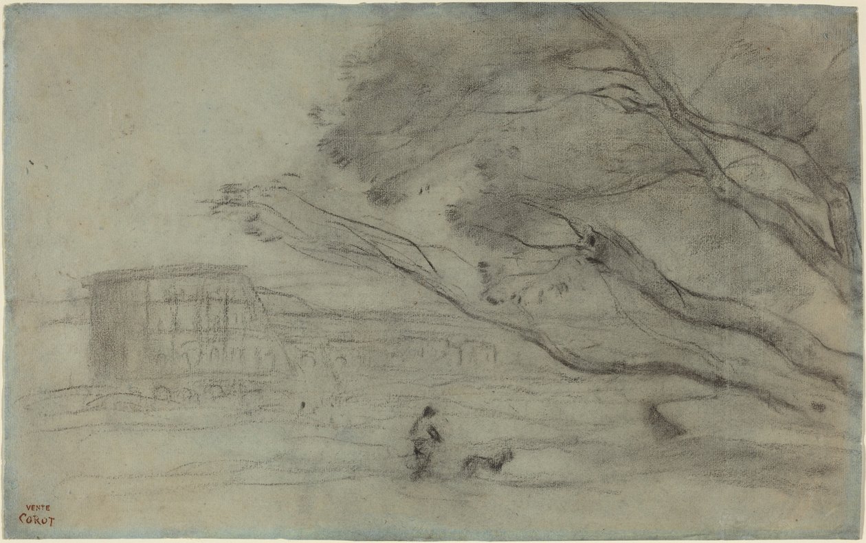 Souvenir: Romersk landskab med Colosseum af Jean-Baptiste-Camille Corot