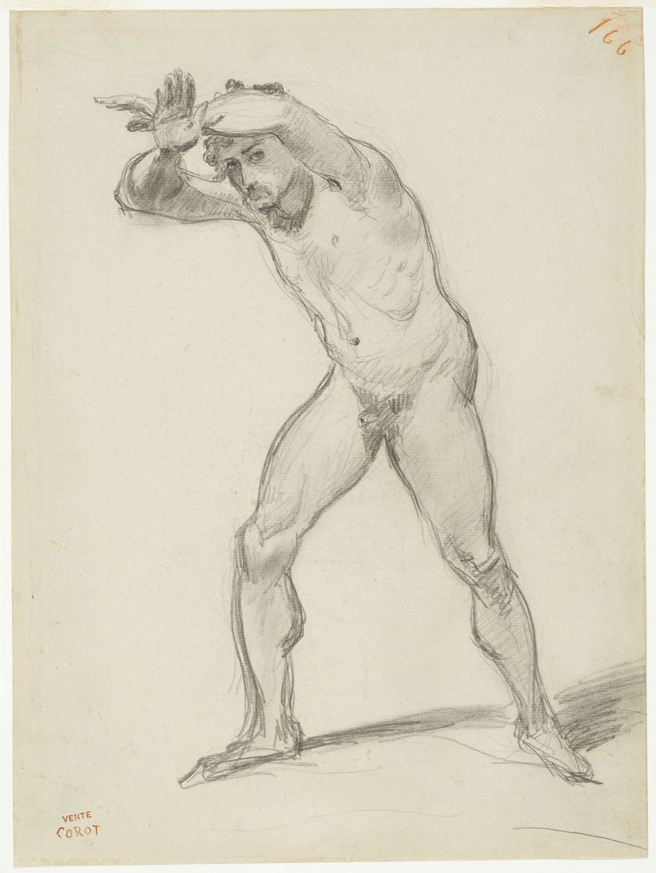 Stående nøgen mand af Jean-Baptiste-Camille Corot