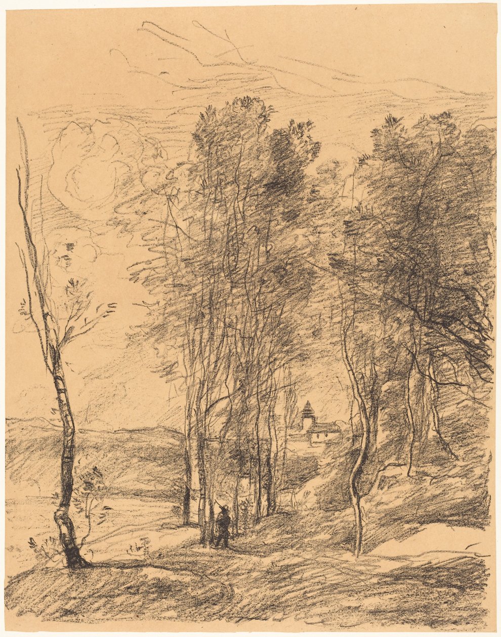 Klokketårnet i St. Nicolas-Lez-Arras (Le Clocher de St. Nicolas-Lez-Arras) af Jean-Baptiste-Camille Corot