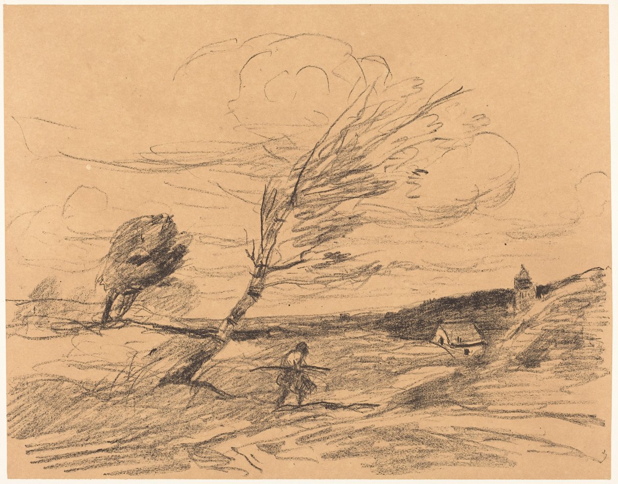 Vindstødet (Le Coup de vent) af Jean-Baptiste-Camille Corot