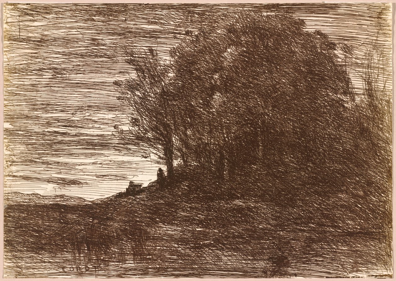 Eremittens skove eller bredden af Trasimenosøen af Jean-Baptiste-Camille Corot
