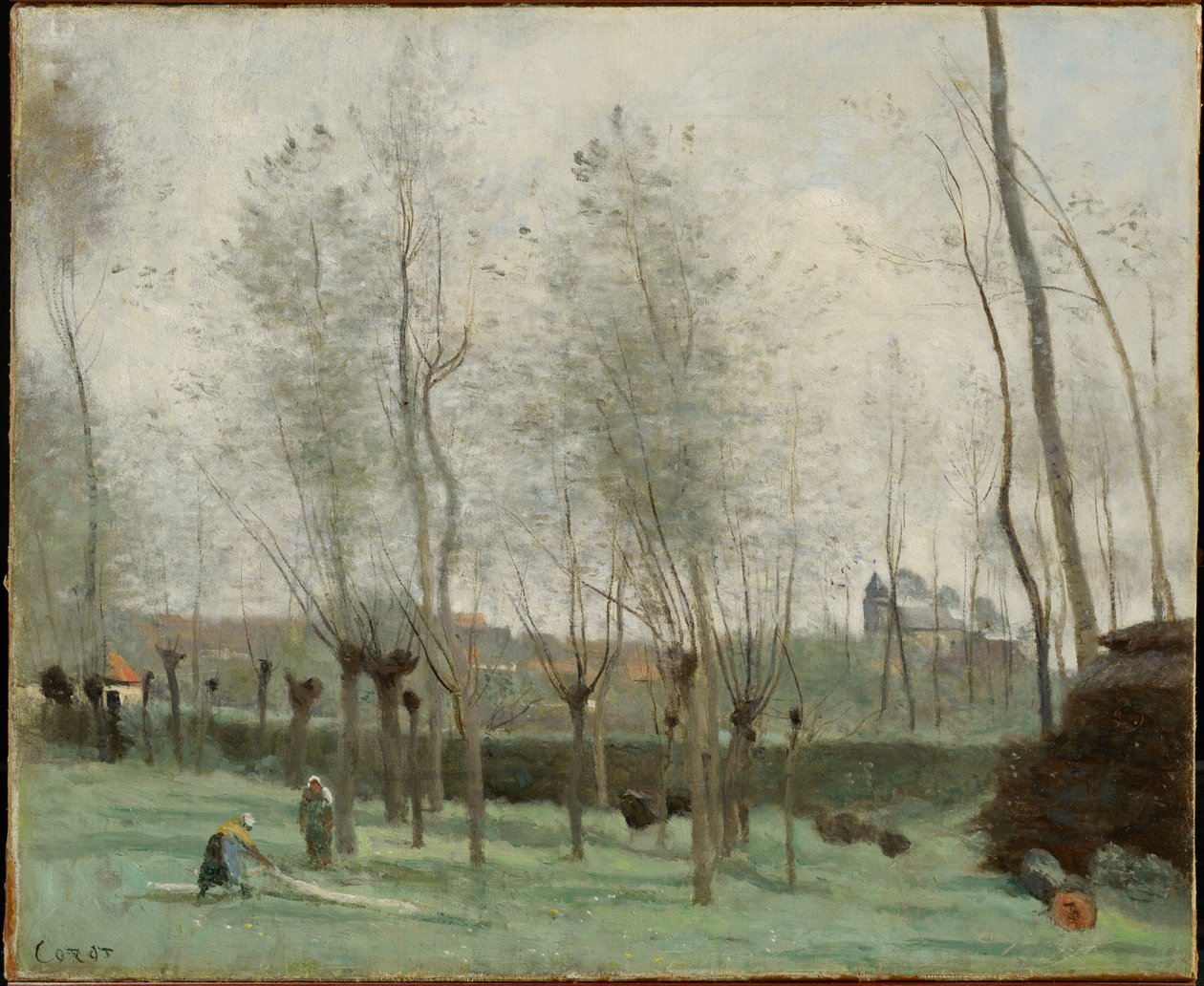 Vaskekoner i en pilelund af Jean-Baptiste-Camille Corot