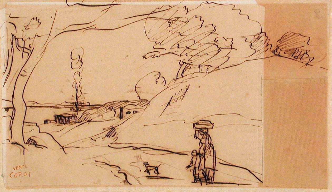 Unavngivet landskab af Jean-Baptiste-Camille Corot