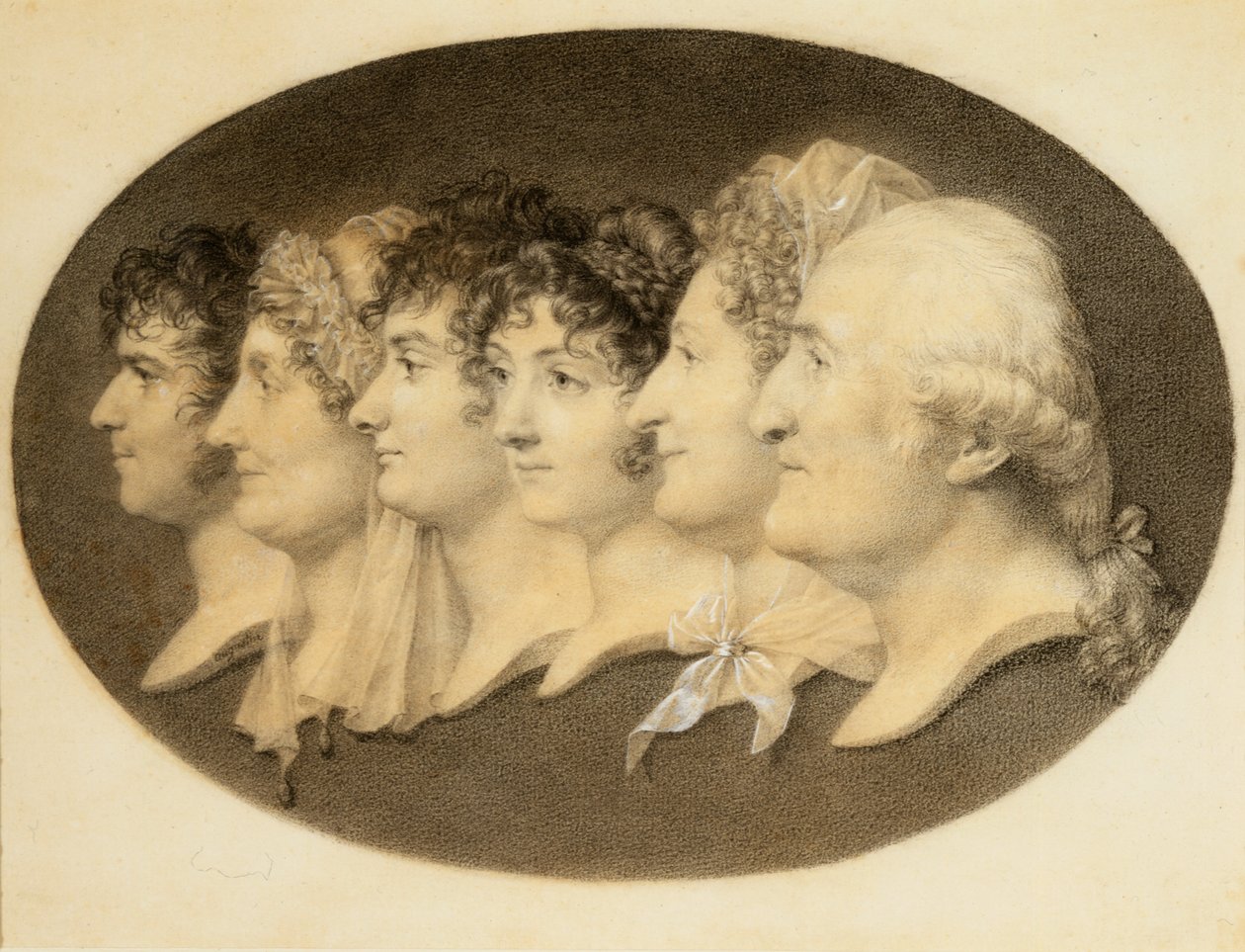 Profilportræt af Augustin og hans familie af Jean Baptiste Jacques Augustin